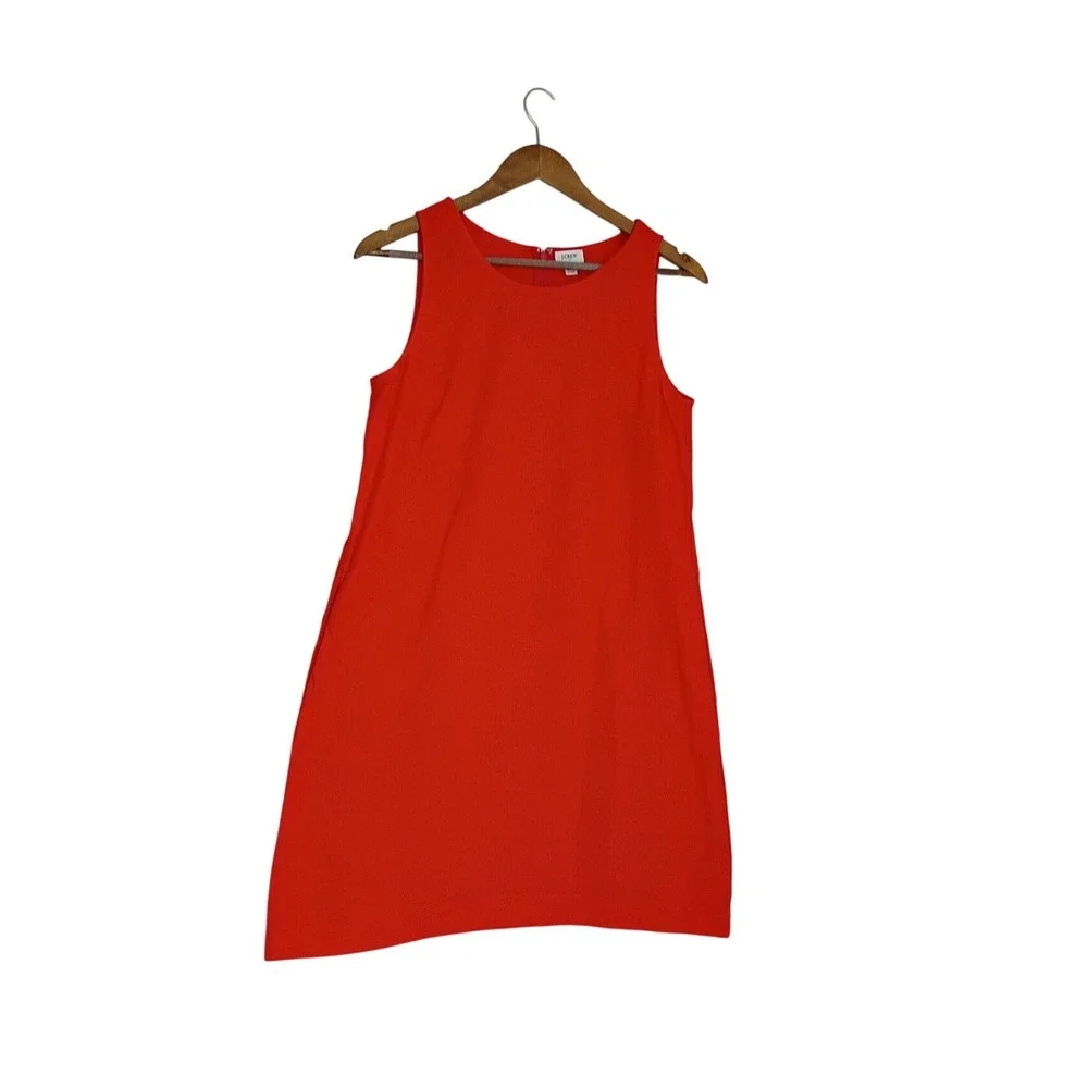 J.CREW Red Linen Blnd Sleeveless Shift Dress Fits S NWOT Minimalist Classic $148